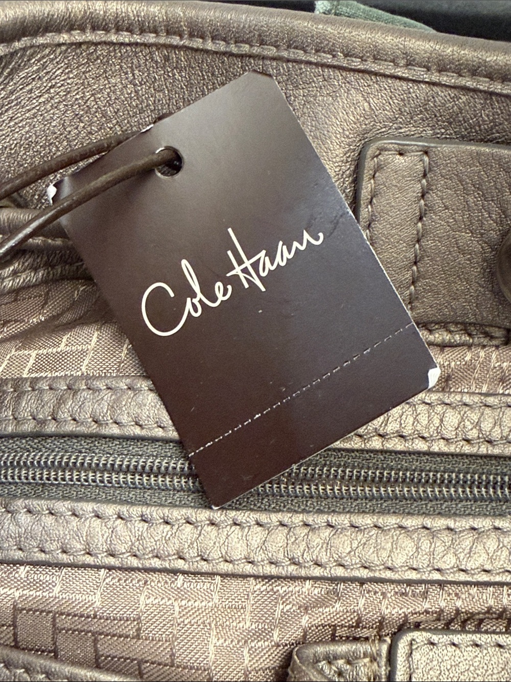 Cole Haan Pebbled Leather Drawstring Hobo in Taupe Brown - Picture 5 of 15